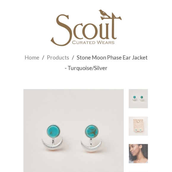 Scout- "Stone Moon Phase Ear Jacket" (Turquoise/Silver) - Picture 3 of 5